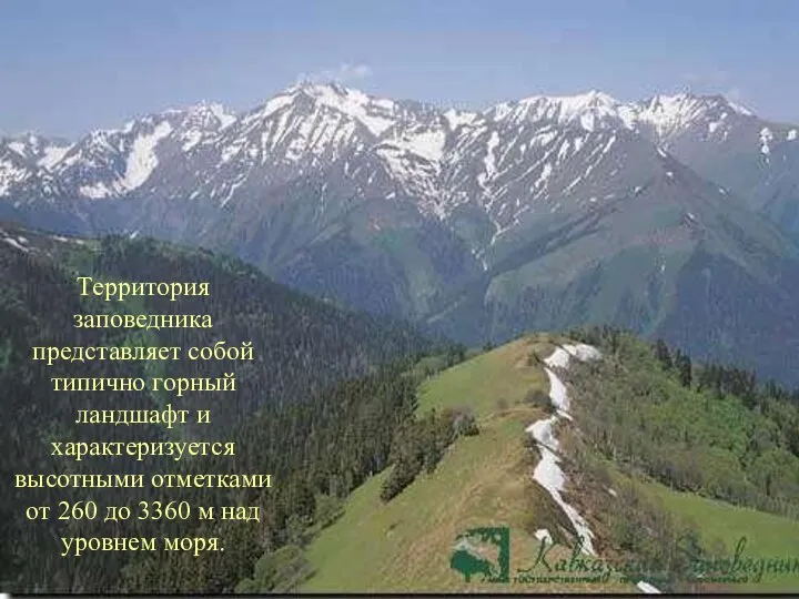 Территория заповедника представляет собой типично горный ландшафт и характеризуется высотными отметками