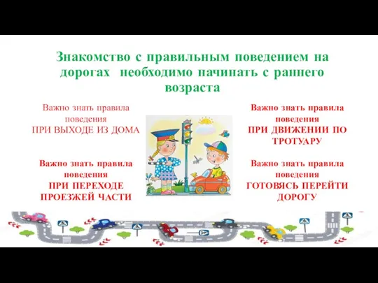 Знакомство с правильным поведением на дорогах необходимо начинать с раннего возраста