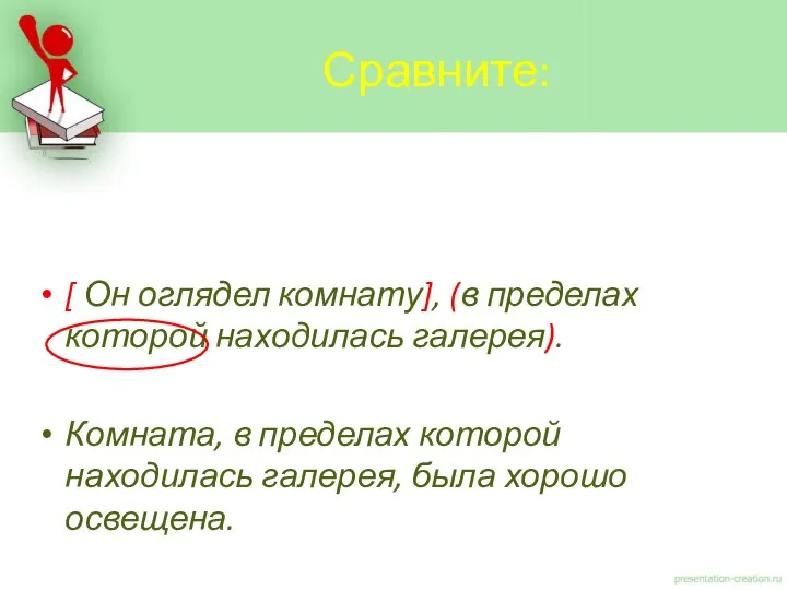 [ Он оглядел комнату], (в пределах которой находилась галерея). Комната, в