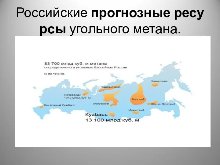 Российские прогнозные ресурсы угольного метана.