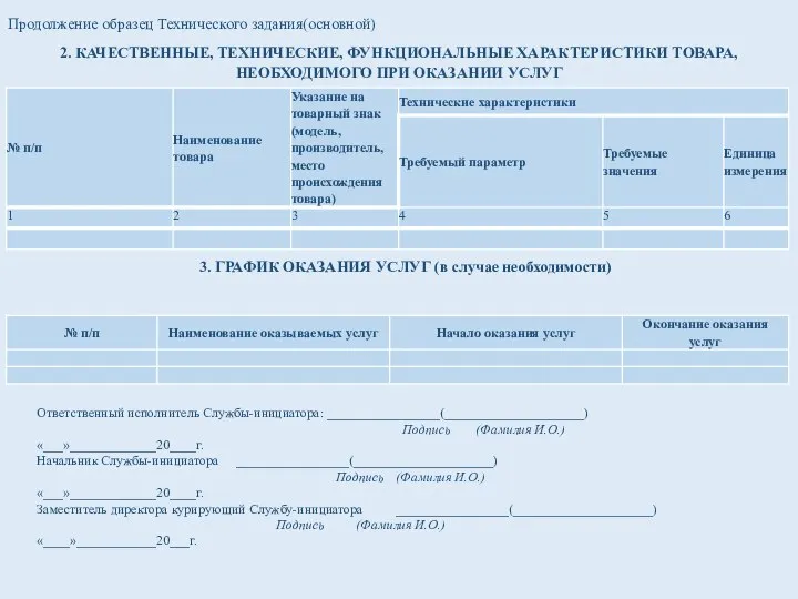 Продолжение образец Технического задания(основной) 2. КАЧЕСТВЕННЫЕ, ТЕХНИЧЕСКИЕ, ФУНКЦИОНАЛЬНЫЕ ХАРАКТЕРИСТИКИ ТОВАРА, НЕОБХОДИМОГО