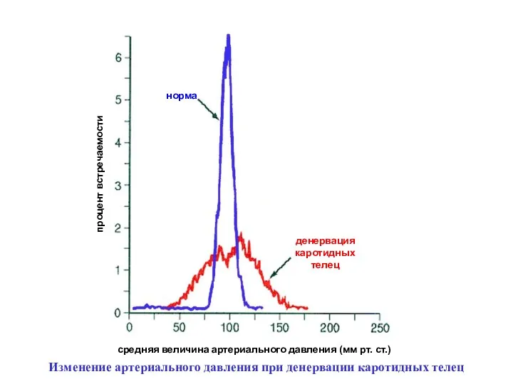 средняя величина артериального давления (мм рт. ст.) процент встречаемости норма денервация