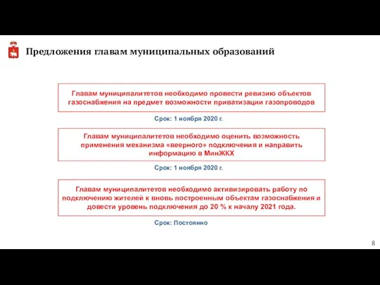 Предложения главам муниципальных образований Главам муниципалитетов необходимо провести ревизию объектов газоснабжения