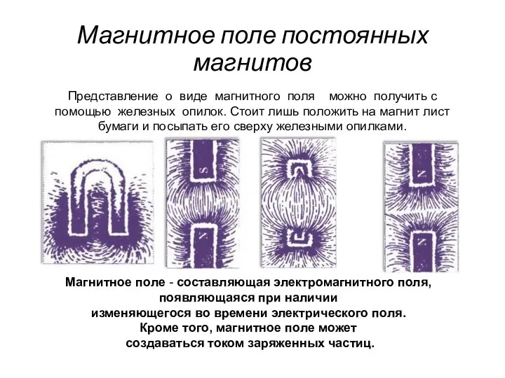 Магнитное поле постоянных магнитов Магнитное поле - составляющая электромагнитного поля, появляющаяся