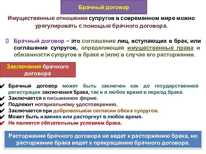 Брачный договор – это соглашение лиц, вступающих в брак, или соглашение