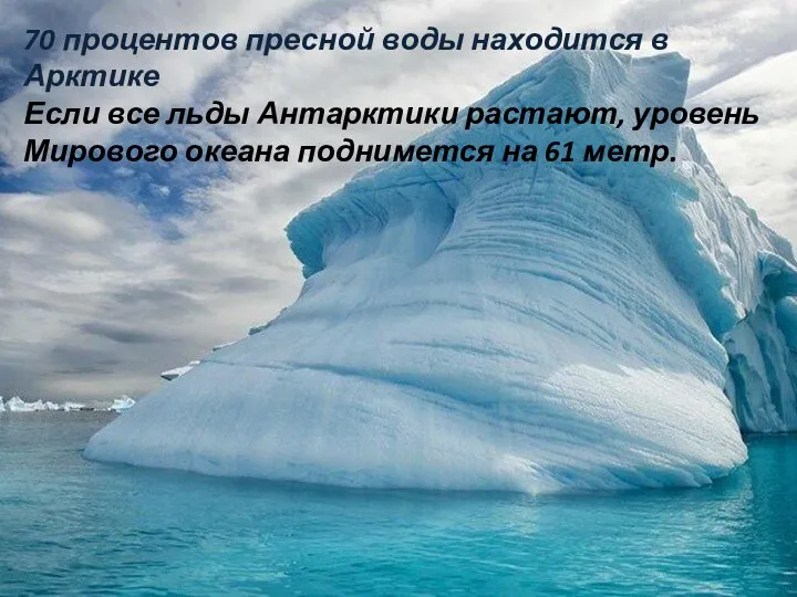 70 процентов пресной воды находится в Арктике Если все льды Антарктики