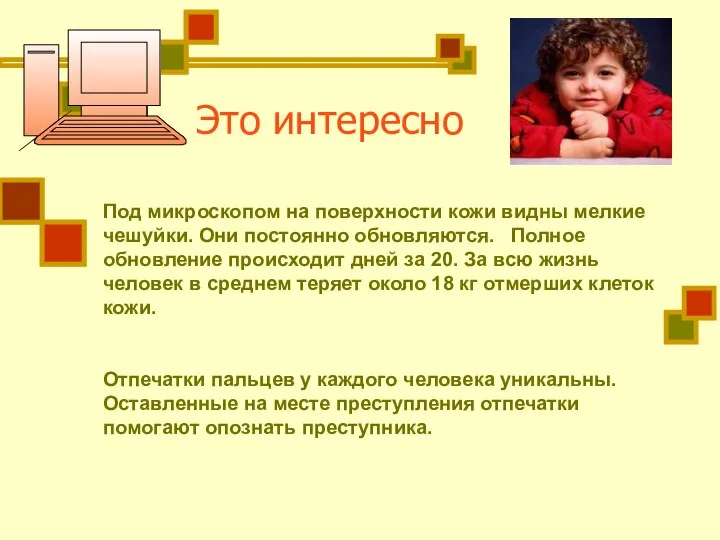 Это интересно Под микроскопом на поверхности кожи видны мелкие чешуйки. Они