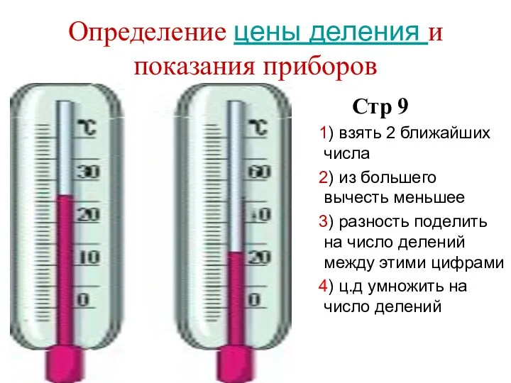 Определение цены деления и показания приборов Стр 9 1) взять 2