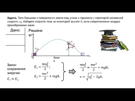 Решение: Закон сохранения энергии: Земля