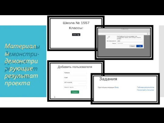 Материалы демонстри- рующие результат проекта