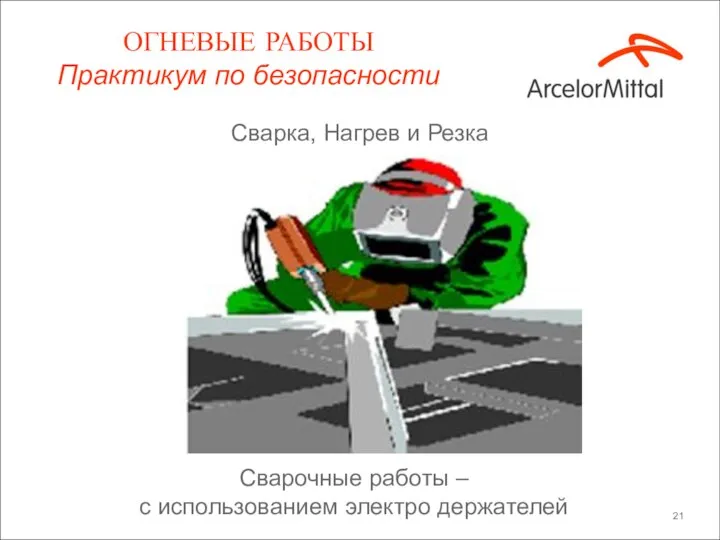 Сварка, Нагрев и Резка Сварочные работы – с использованием электро держателей ОГНЕВЫЕ РАБОТЫ Практикум по безопасности