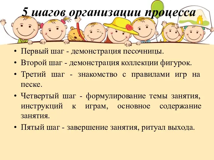 5 шагов организации процесса Первый шаг - демонстрация песочницы. Второй шаг