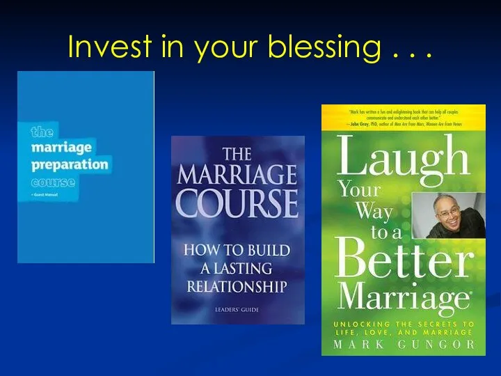 Invest in your blessing . . .