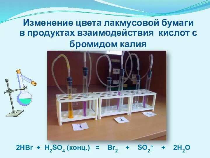 2HBr + H2SO4 (конц.) = Br2 + SO2↑ + 2H2O в