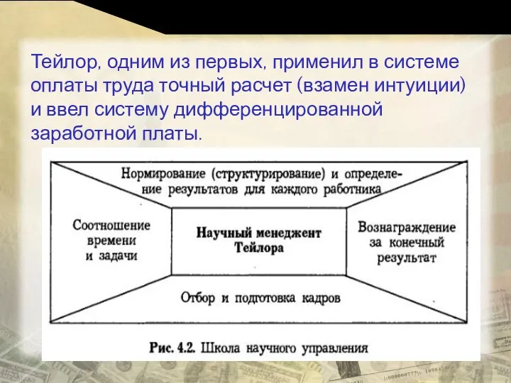 Тейлор, одним из первых, применил в системе оплаты труда точный расчет