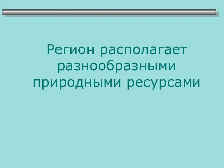 Регион располагает разнообразными природными ресурсами