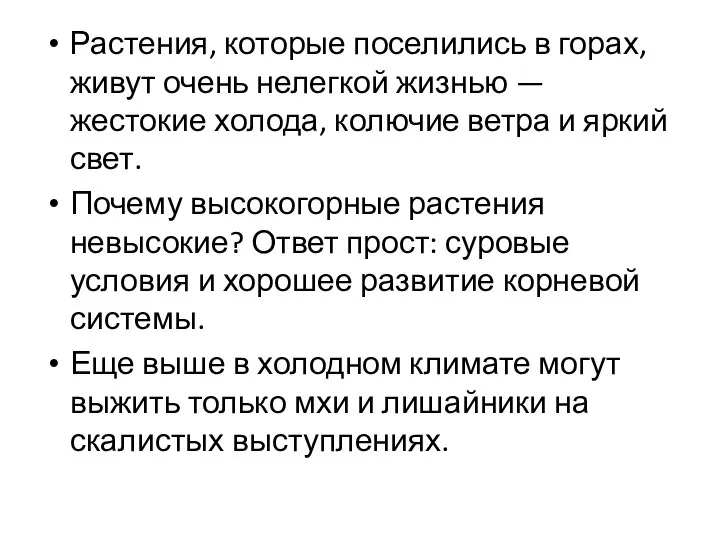 Растения, которые поселились в горах, живут очень нелегкой жизнью — жестокие