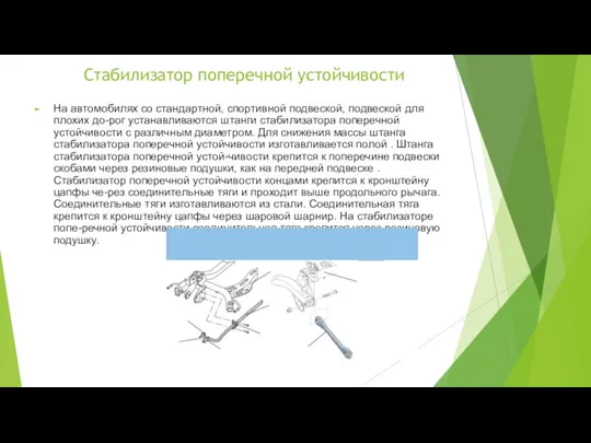 Стабилизатор поперечной устойчивости На автомобилях со стандартной, спортивной подвеской, подвеской для