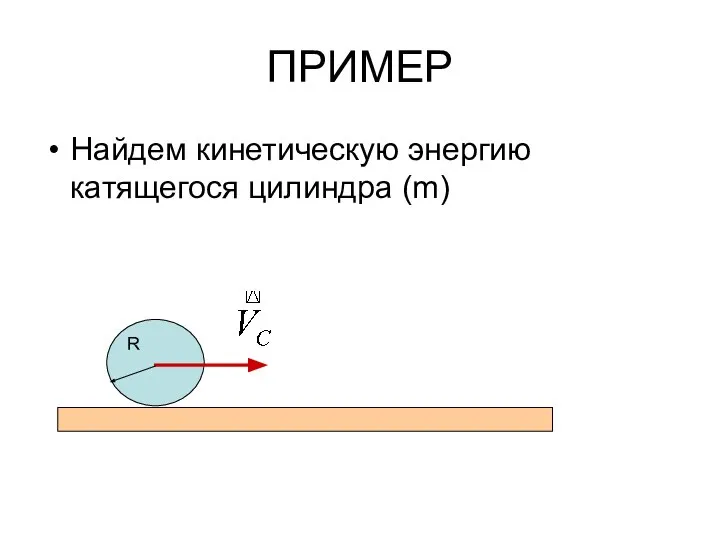 ПРИМЕР Найдем кинетическую энергию катящегося цилиндра (m) R