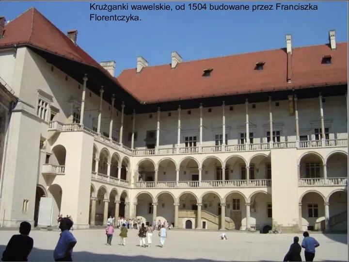 Krużganki wawelskie, od 1504 budowane przez Franciszka Florentczyka.