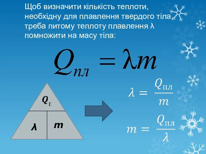 Щоб визначити кількість теплоти, необхідну для плавлення твердого тіла, треба питому