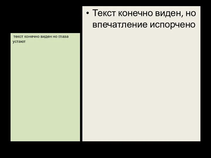 Контрастность Текст конечно виден, но впечатление испорчено текст конечно виден но глаза устают