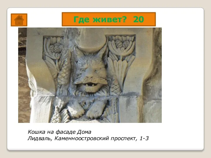 Где живет? 20 Кошка на фасаде Дома Лидваль, Каменноостровский проспект, 1-3