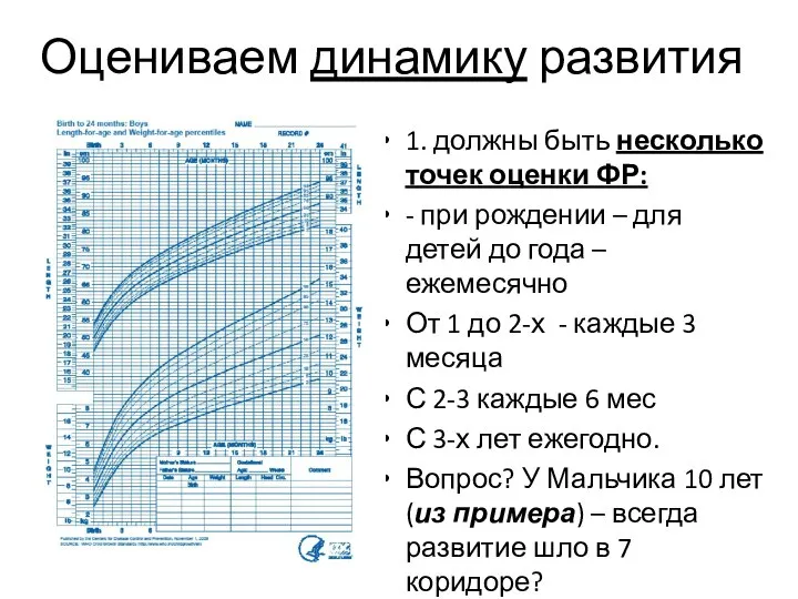 Оцениваем динамику развития 1. должны быть несколько точек оценки ФР: -