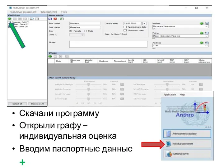 Скачали программу Открыли графу – индивидуальная оценка Вводим паспортные данные +