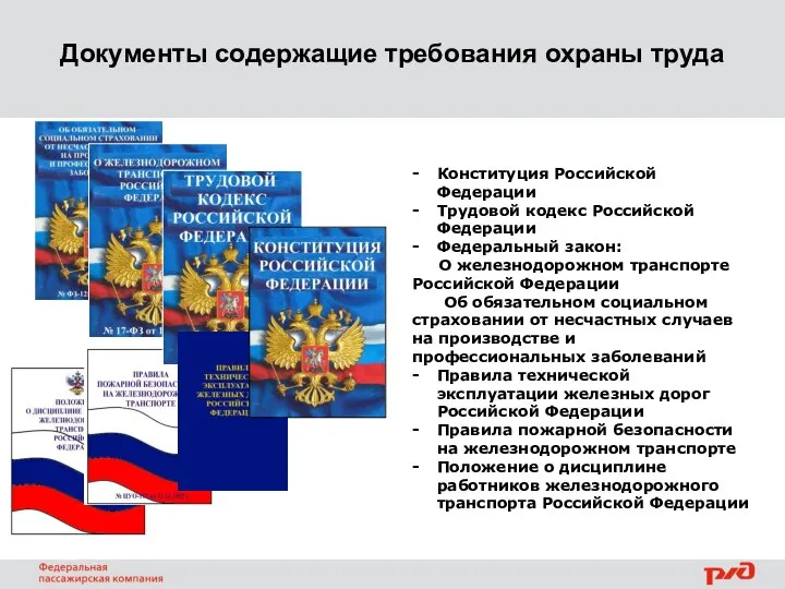 Документы содержащие требования охраны труда Конституция Российской Федерации Трудовой кодекс Российской
