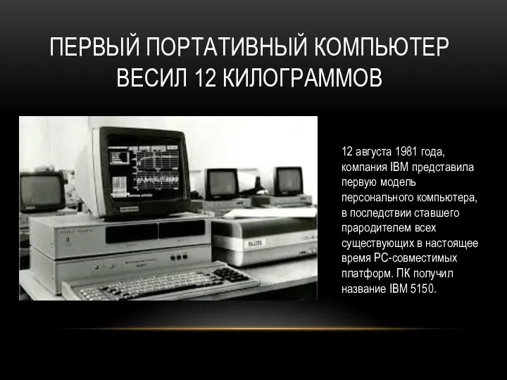 ПЕРВЫЙ ПОРТАТИВНЫЙ КОМПЬЮТЕР ВЕСИЛ 12 КИЛОГРАММОВ 12 августа 1981 года, компания