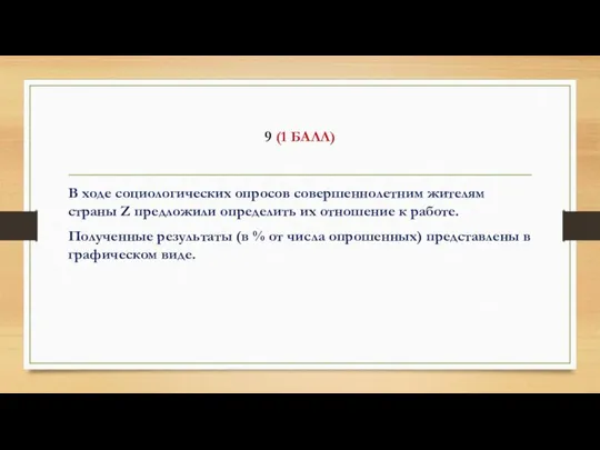 9 (1 БАЛЛ) В ходе социологических опросов совершеннолетним жителям страны Z