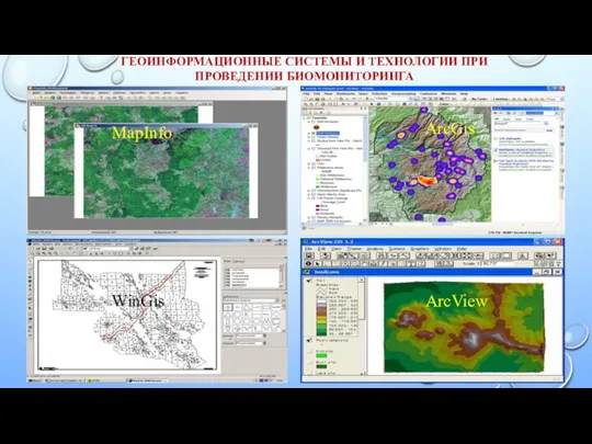 MapInfo WinGis ArcGis ArcView ГЕОИНФОРМАЦИОННЫЕ СИСТЕМЫ И ТЕХНОЛОГИИ ПРИ ПРОВЕДЕНИИ БИОМОНИТОРИНГА