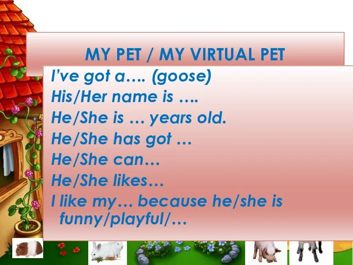 MY PET / MY VIRTUAL PET I’ve got a…. (goose) His/Her