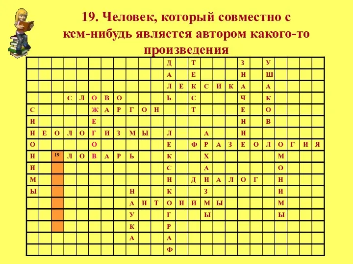 19. Человек, который совместно с кем-нибудь является автором какого-то произведения