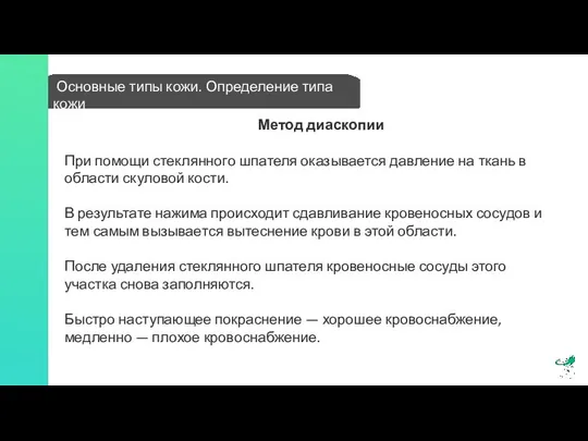 Основные типы кожи. Определение типа кожи Метод диаскопии При помощи стеклянного