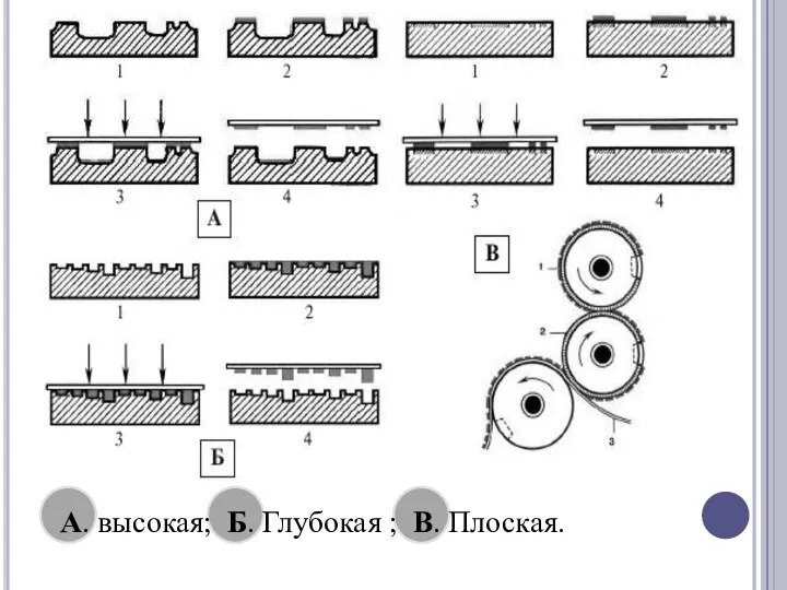 А. высокая; Б. Глубокая ; В. Плоская.