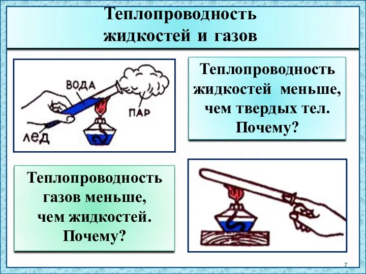 Теплопроводность жидкостей меньше, чем твердых тел. Почему? Теплопроводность газов меньше, чем