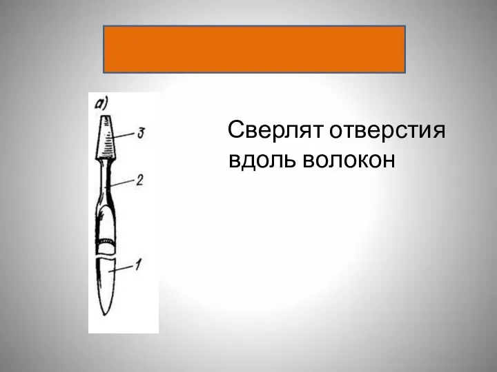 Ложечное сверло Сверлят отверстия вдоль волокон