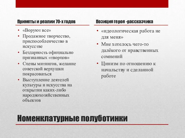 Номенклатурные полуботинки Приметы и реалии 70-х годов «Воруют все» Продажное творчество,