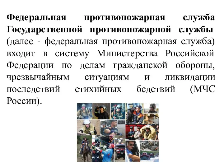 Федеральная противопожарная служба Государственной противопожарной службы (далее - федеральная противопожарная служба)