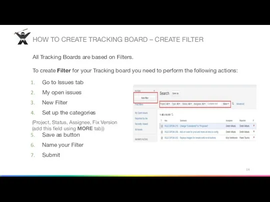 HOW TO CREATE TRACKING BOARD – CREATE FILTER All Tracking Boards
